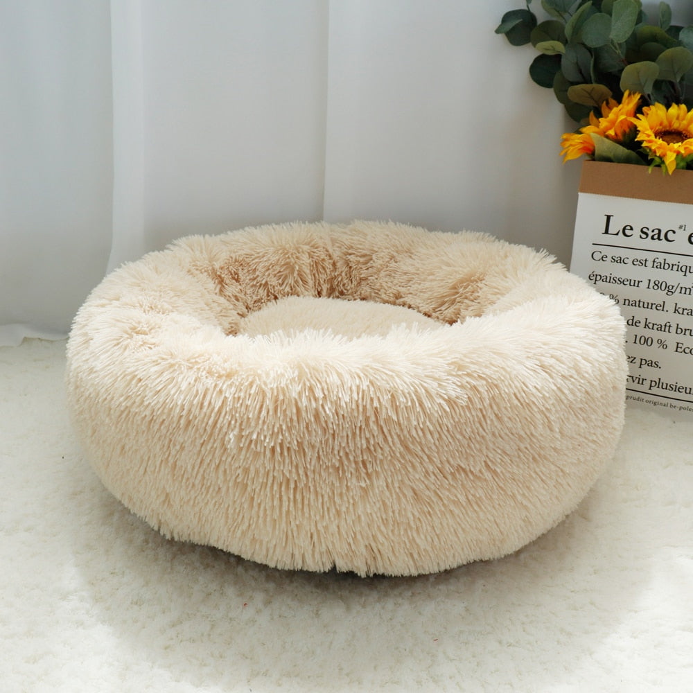 Long Plush Donut-Shaped Pet Bed