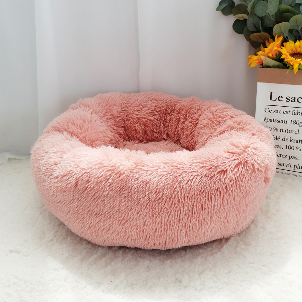 Long Plush Donut-Shaped Pet Bed