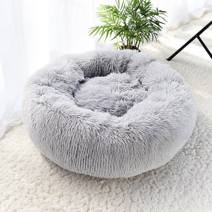 Long Plush Donut-Shaped Pet Bed