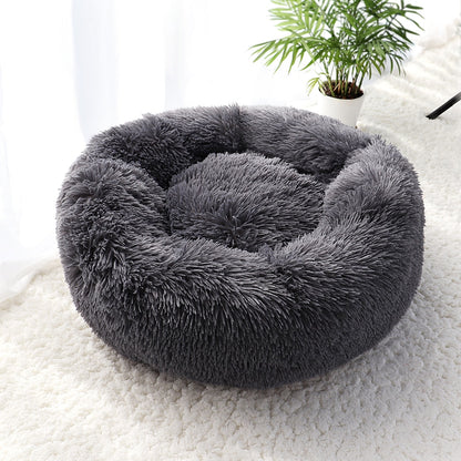 Long Plush Donut-Shaped Pet Bed