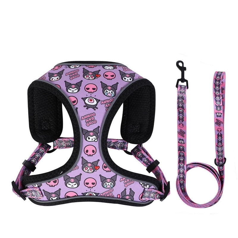 Cartoon Reflective Dog Harness and Leash